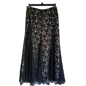 Karen Kane Lace Maxi Skirt Black Romantic Vampire Minimalist Whimsy XL Lined